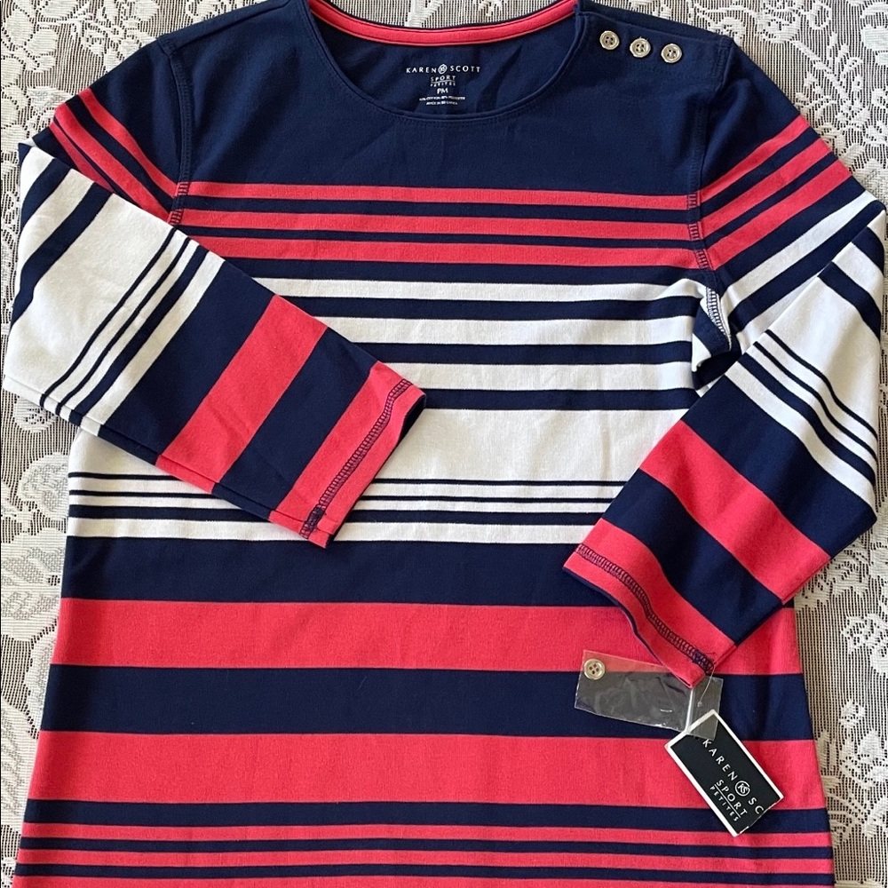 Karen Scott Sport Petite 3/4 Sleeves Top